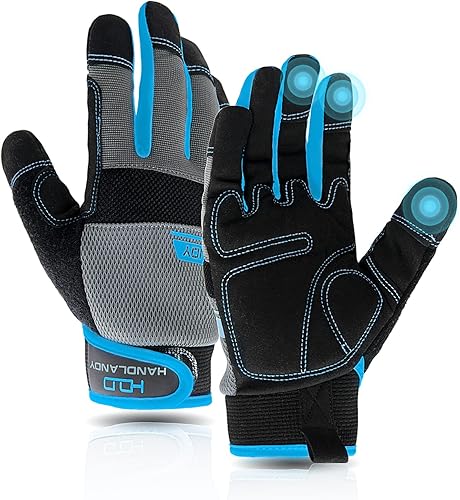 Miniatura 1 de AIGEVTURE Guantes de trabajo para hombres y mujeres, guantes de jardinería para pantalla táctil, guantes de trabajo mecánico delgados, color rosa,