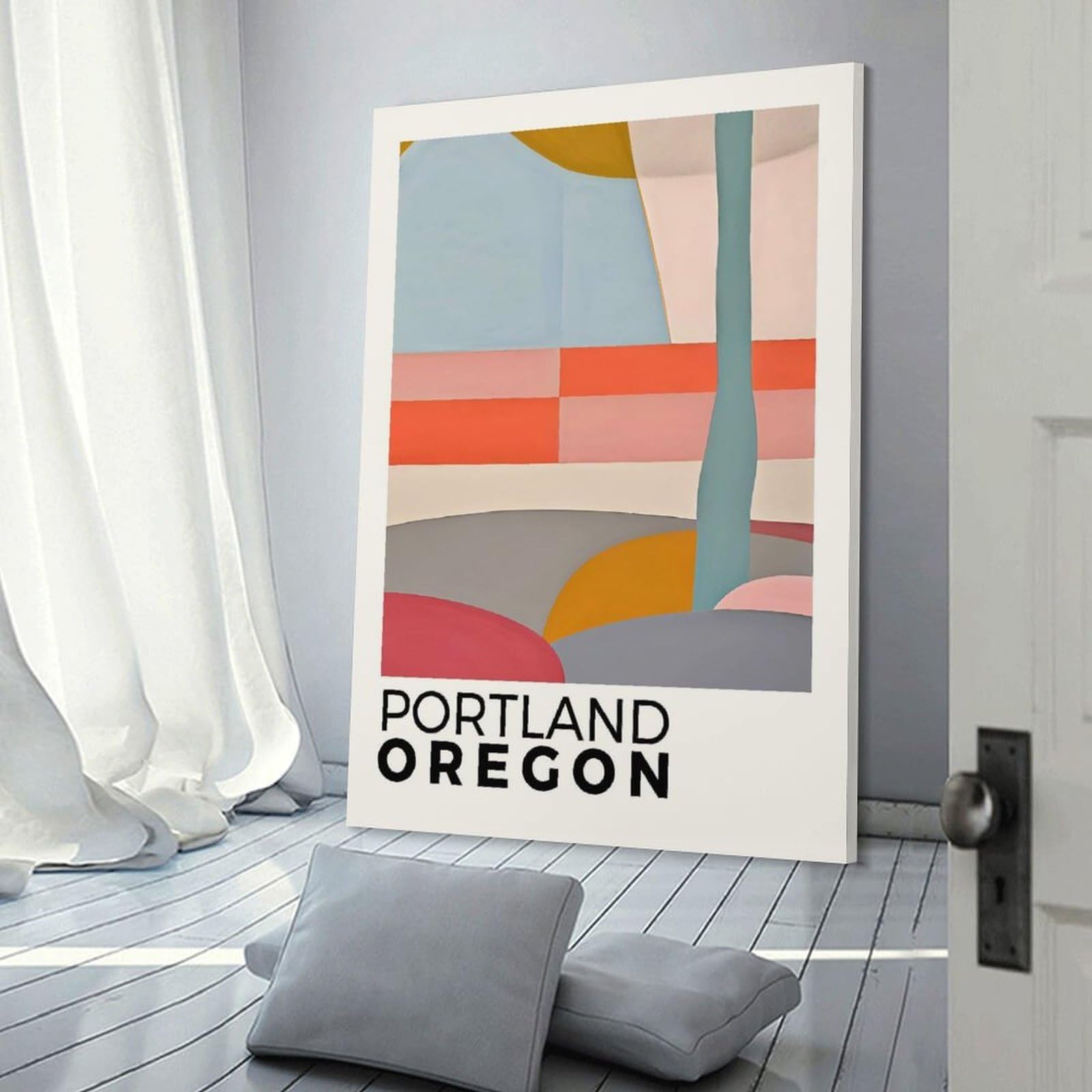 Junmoney Frame-Style-19 Portland Oregon Canvas Wall Art, 24X36inch(60X90cm), For Entrance Walls, Hall Decor Or Foyers, Wall Decor To Refresh Empty Corners
