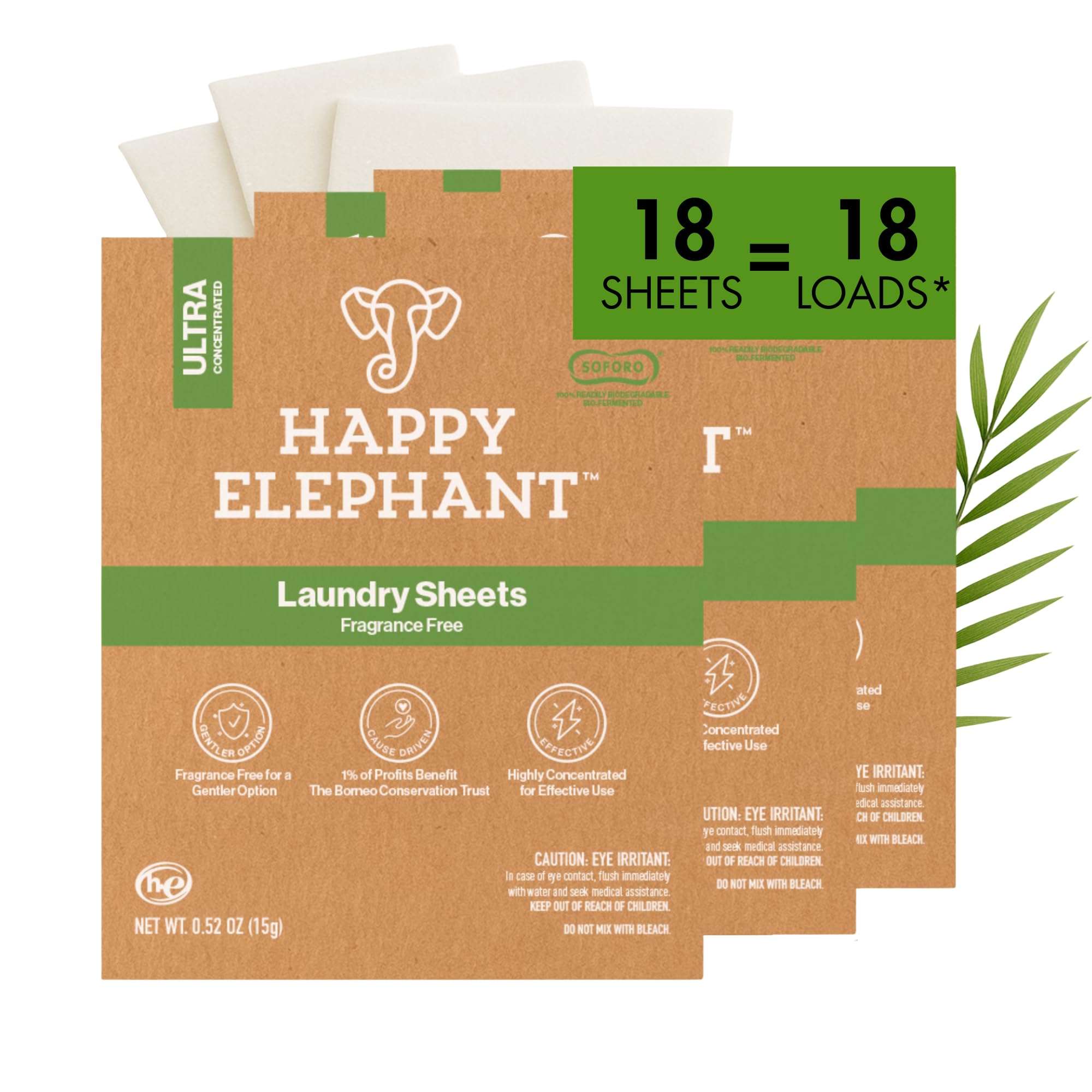 Laundry Detergent Sheets, Fragrance Free, Natural Biodegradable Laundry Sheets, Plant Based, Tough on Stains, Gentle on Skin, Compatible with HE & Any Washing Machine, 6 Sheet, 3 Pack