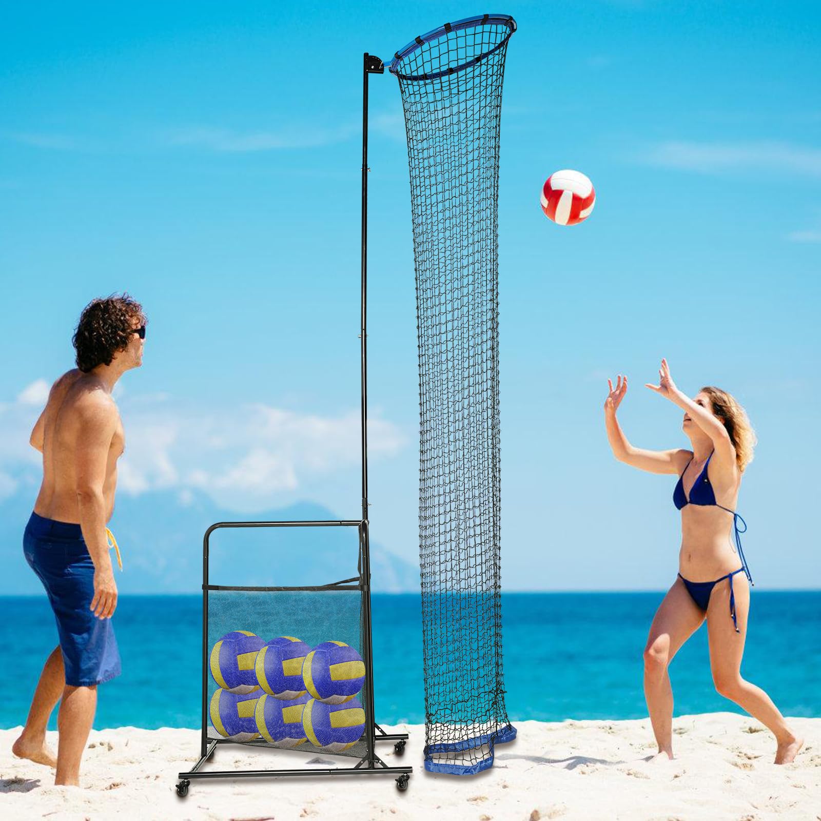 FTUREPAC Volleyball Setter Trainer Net, Adjustable Height and Angle Volleyball Practice Equipment, Iron Volleyball Setting Trainer Setter, Perfect for Serving, Spiking and Setting Training