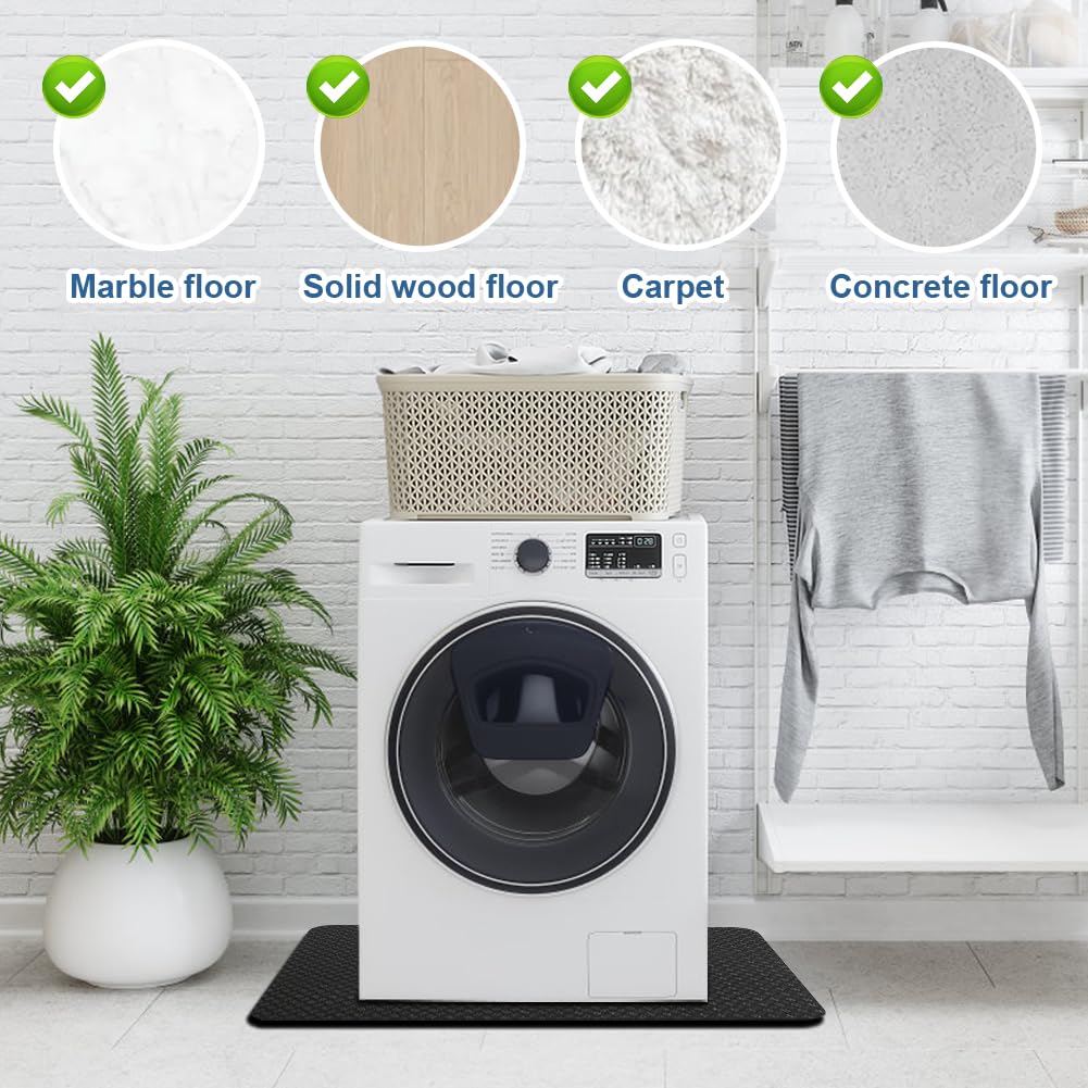 Tapis anti-vibration pour machine à laver, en silicone antidérapant, des deux côtés, 60 x 60 cm, tapis anti-vibration pour machine à laver, congélateur, sèche-linge et machine à café