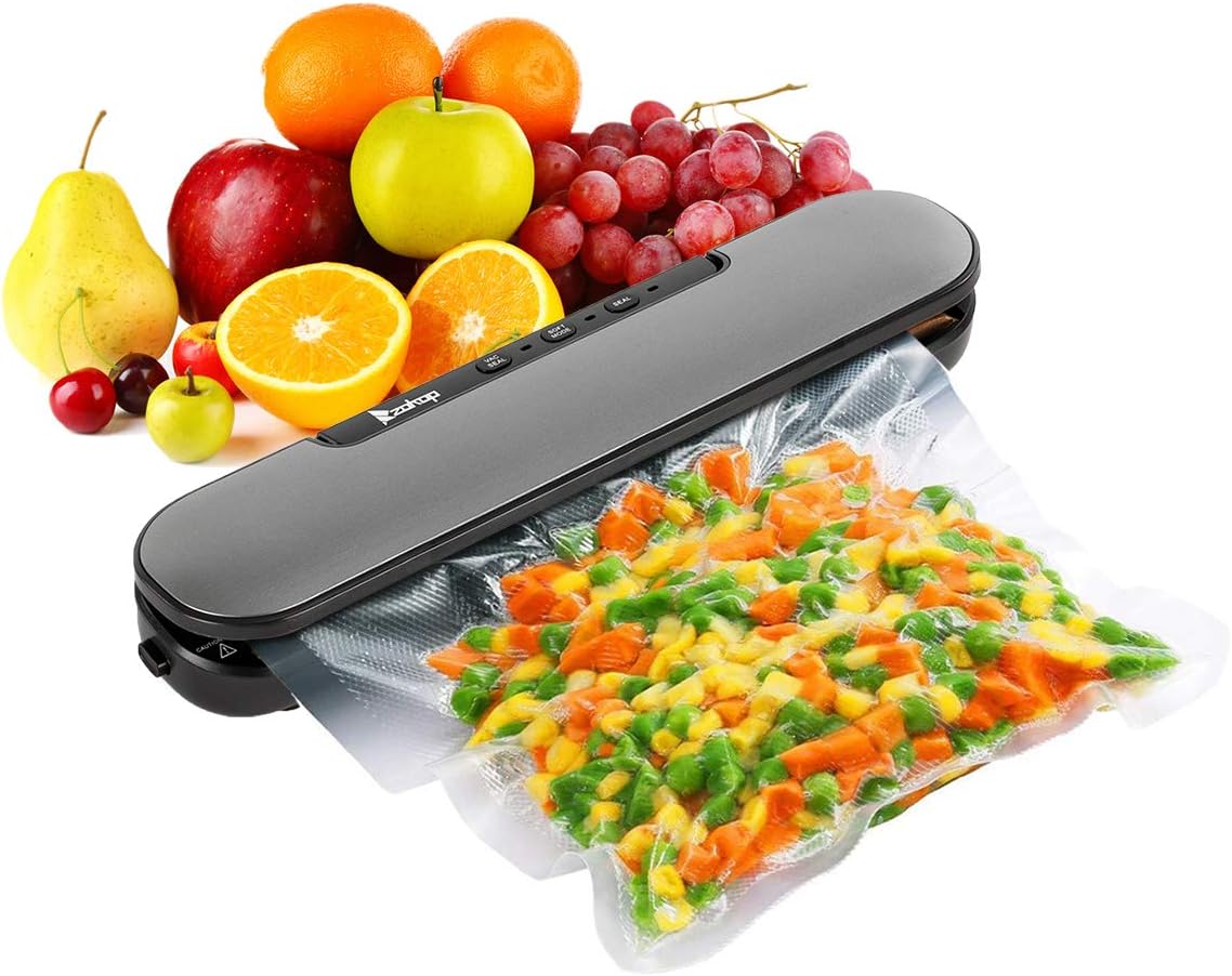 Portable Food Vacuum Sealer Machine for Food Saver Storage with Magnets and 10 Bags Silver Gray