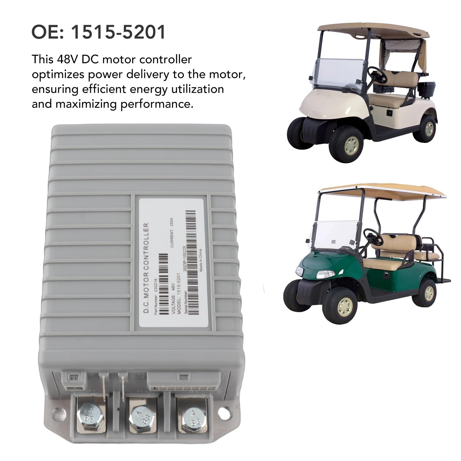 Ausla Controlador de Motor de 48 V , Metal y Plástico, Controlador de Velocidad de 250 A para Carritos Utilitarios y Precedentes de