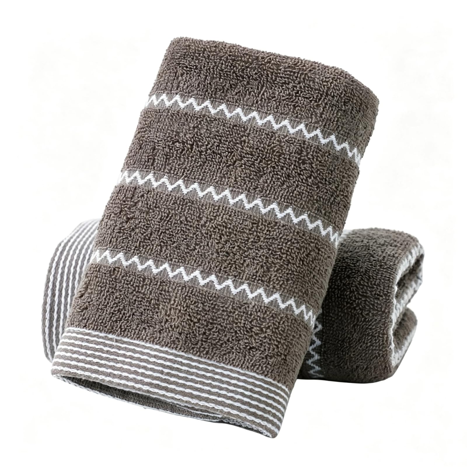 Mfwamcafk Coffee Color Cotton Face Towel, Jacquard Washcloth, Absorbent Striped Bath Towel