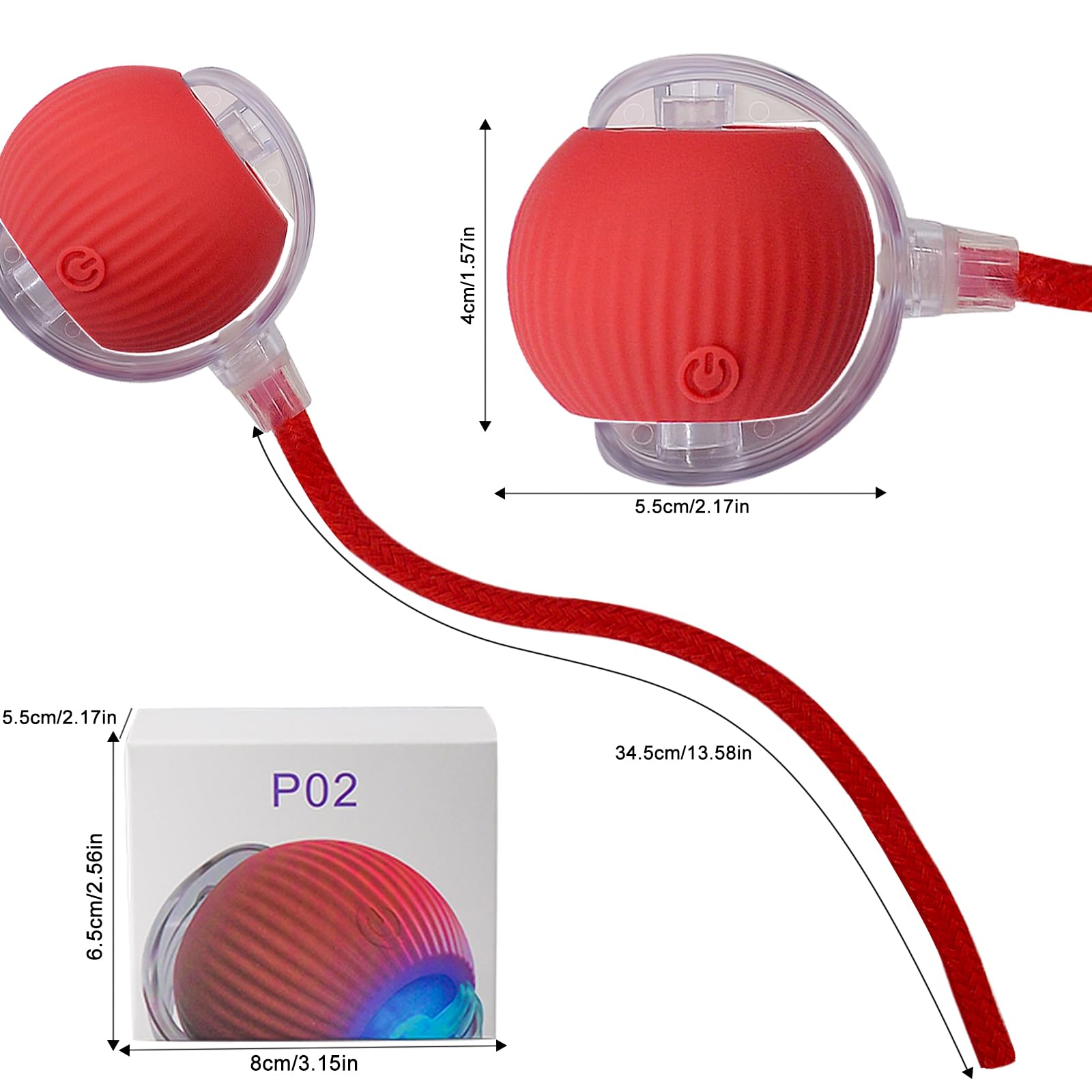 Pelota de juguete interactiva para gatos y perros: juego inteligente de movimiento automático para mascotas con luz LED y cola para activación por movimiento, regalo de cachorro de gatito, ejercicio
