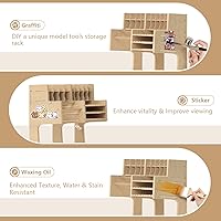 Vista 4 de GK1 - Kit organizador de madera con material MDF, estante de pintura, destornillador/soporte para brochas, para pinturas y herramientas Tamiya, GK1