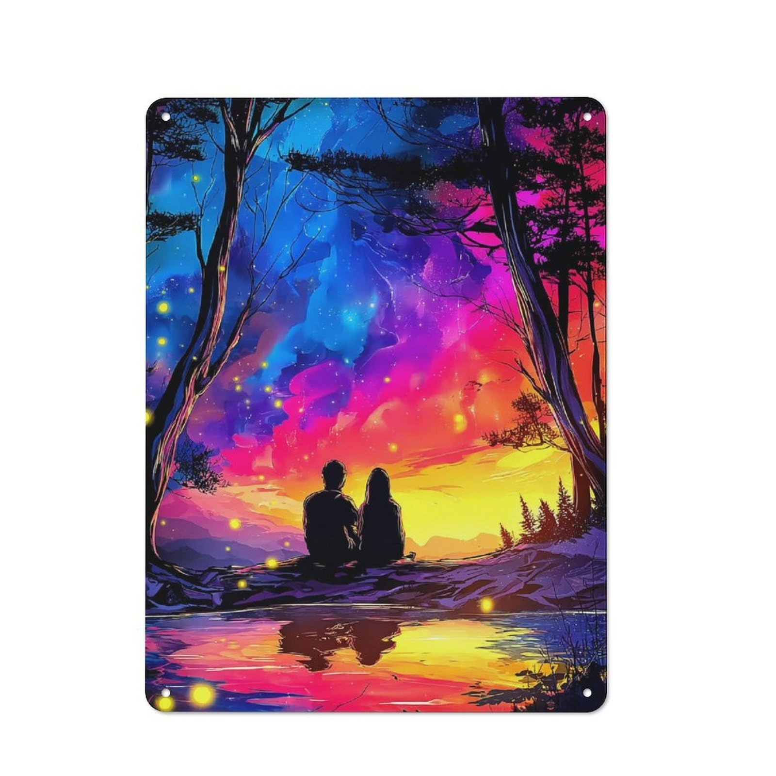 Junmoney Romantic Sunset Reflections -2 Retro Tin Wall Plaque 40X30cm For Garage Or Workshop, A Metal Wall Feature For Garages And Tool Rooms