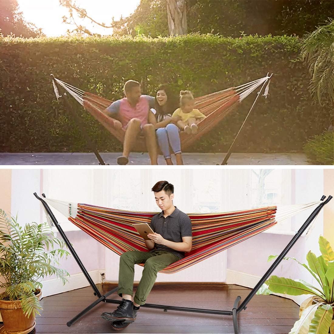 LifeFair ハンモック 自立式スタンドセット ダブルサイズ 室内 室外