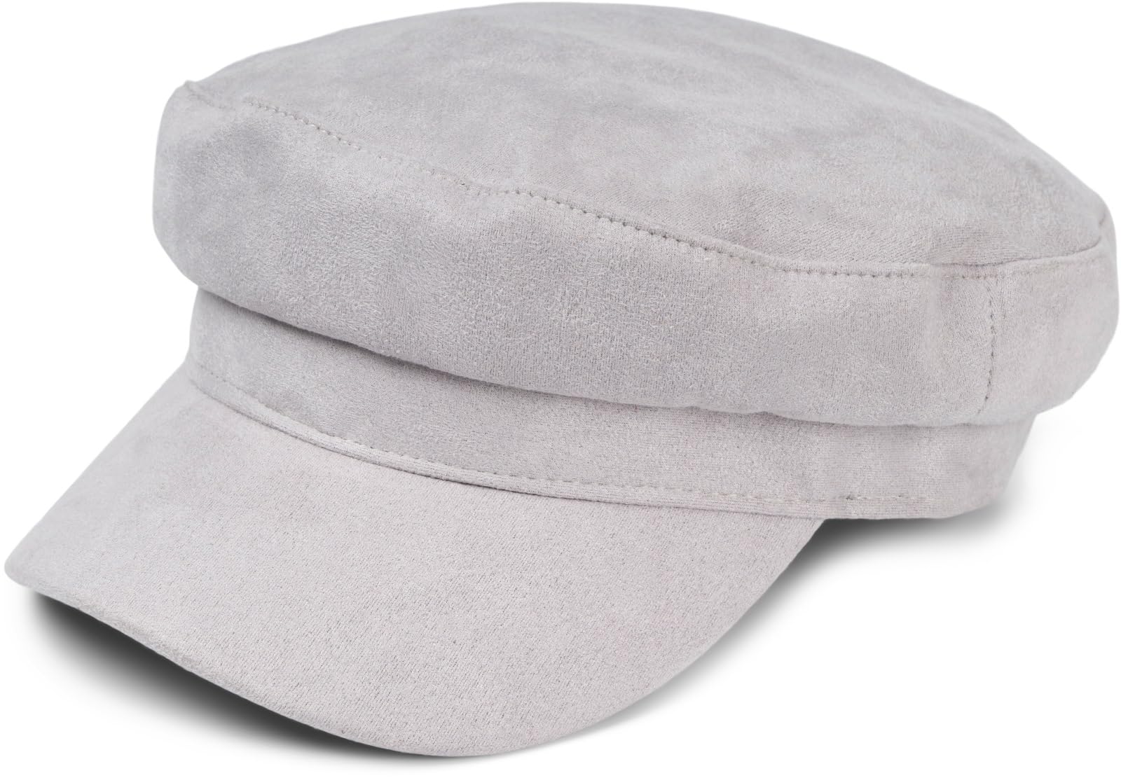 Stylebreaker Women's Light-Grey Balloon Cap In Soft Suede Look, Peaked Bakerboy Newsboy Cap 04023091, Colour: