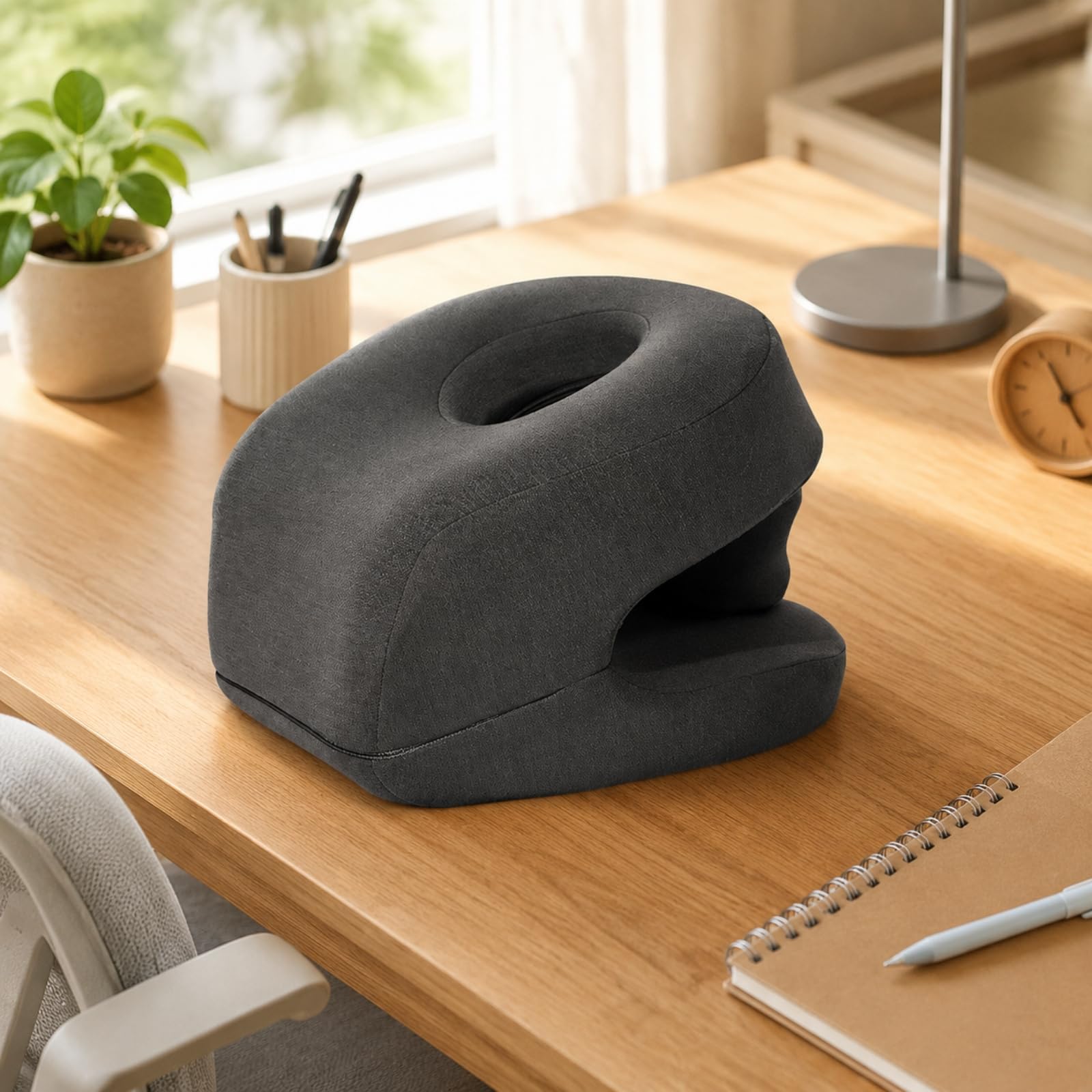 Almohada Ergonómica con Núcleo Espuma Viscoelástica Ergonómico Cojín Espuma Viscoelástica Transpirable para Estudiantes, Viaje, GrisOscuro