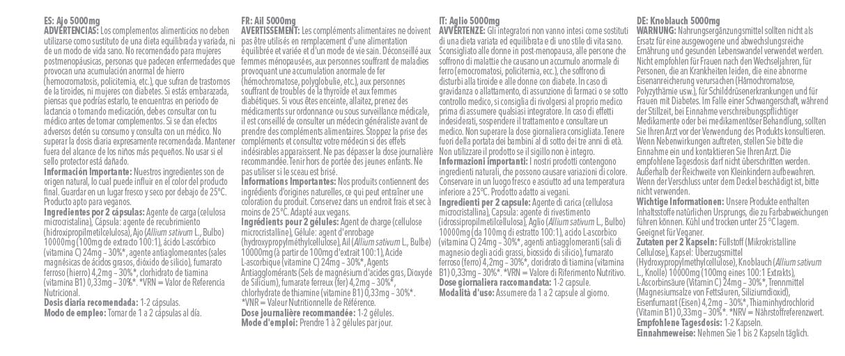 Cápsulas de ajo de alta potencia | Ayuda a la salud inmunológica | Con vitamina C, hierro y tiamina | Apto para veganos | 360 cápsulas = 6 meses de suministro | Fabricado en el Reino Unido