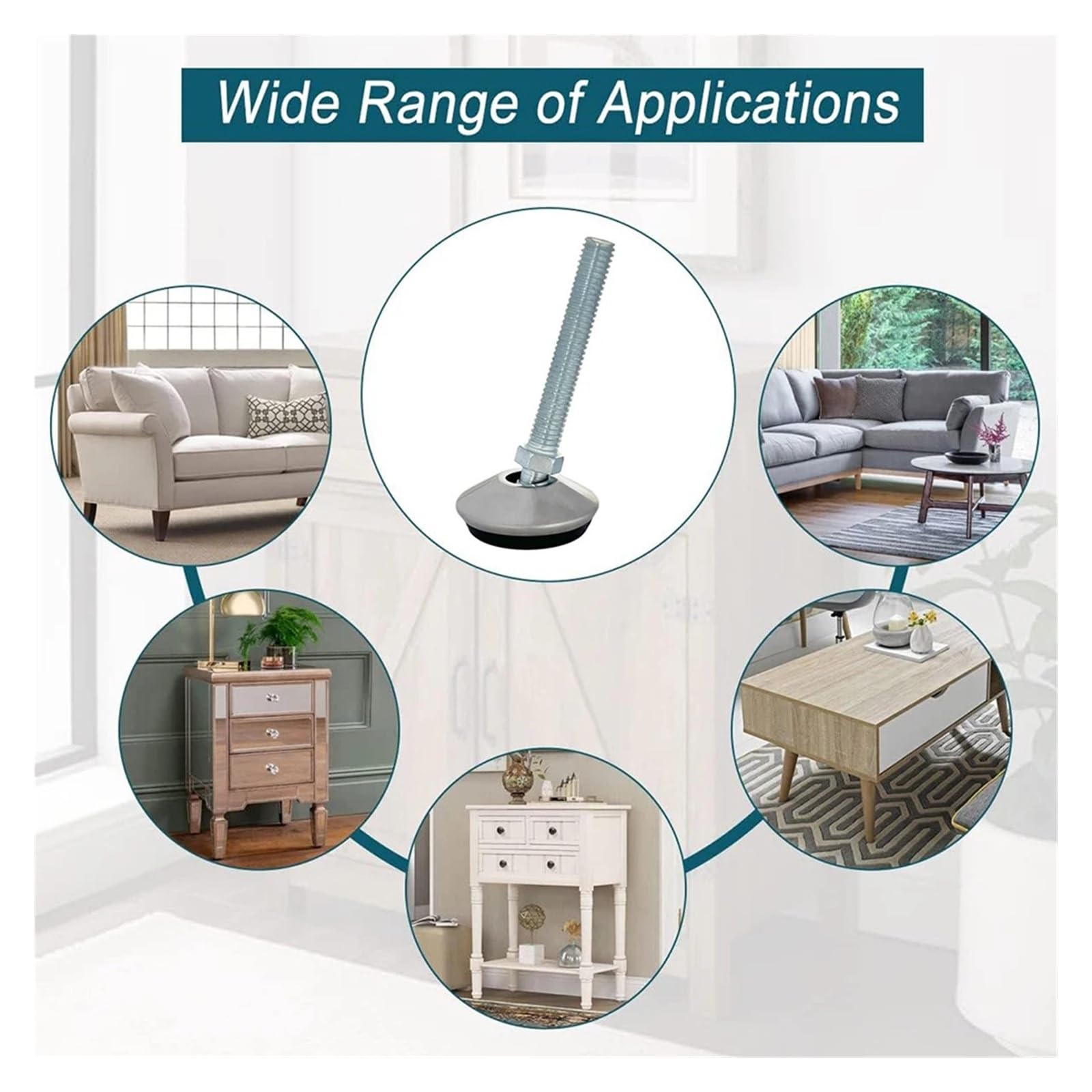 Piedini autolivellanti adjuble con viti M8/M10, altezza regolabile, design antiscivolo, perfetti per casa e ufficio, supporto pesante, facile da inserire