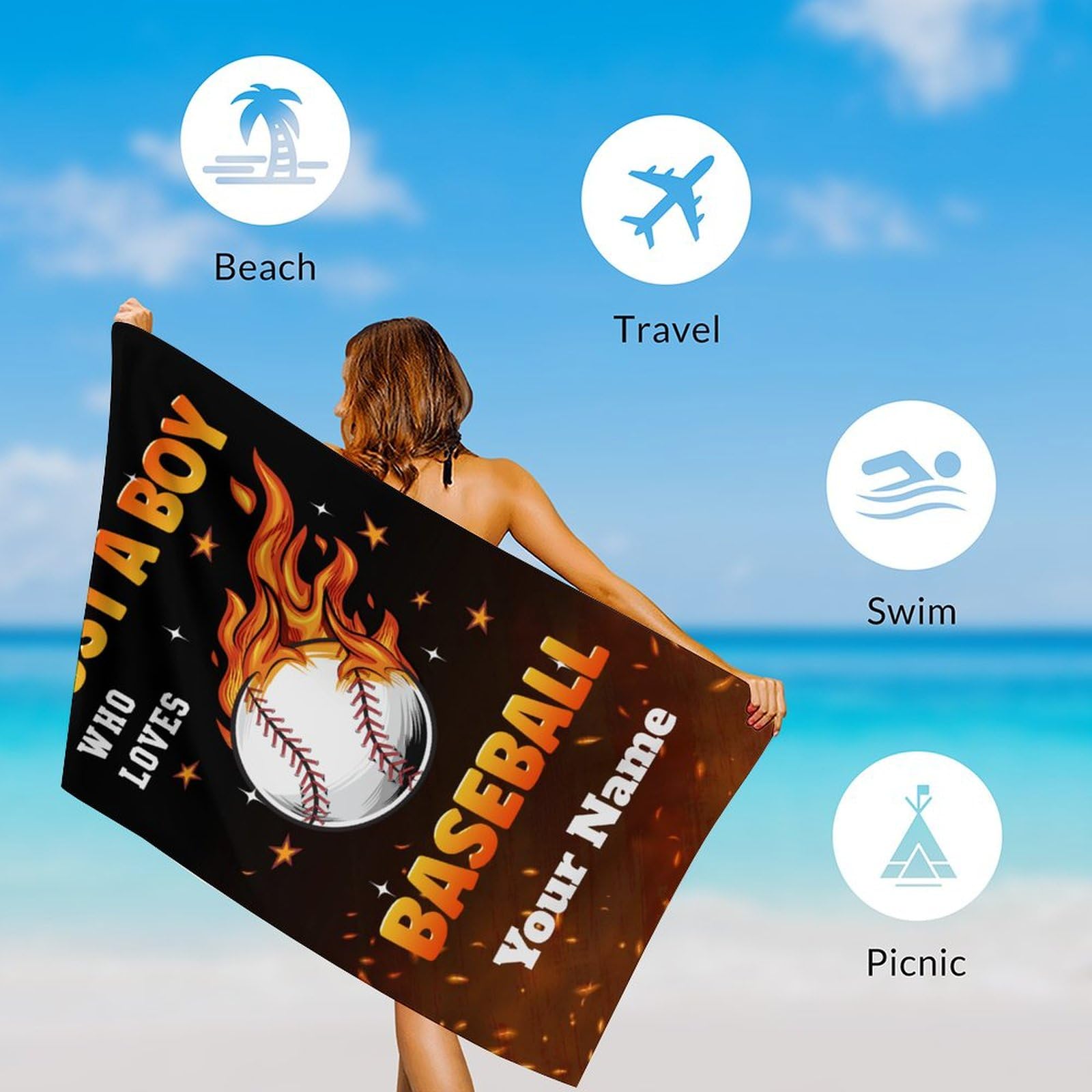 Toallas personalizadas con nombre, toallas de natación de gran tamaño de 40 x 70 pulgadas, de secado rápido, para playa, viajes, camping, ligeras y resistentes a la arena para hombres