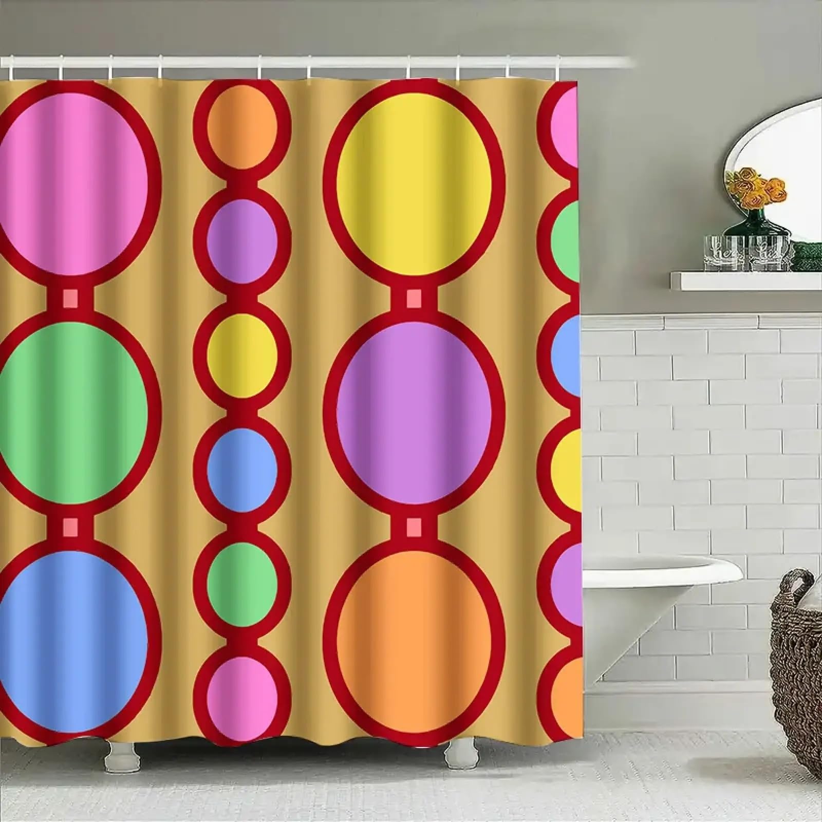 Rideau de douche rose doré 200x240 grand format imperméable opaque avec crochets