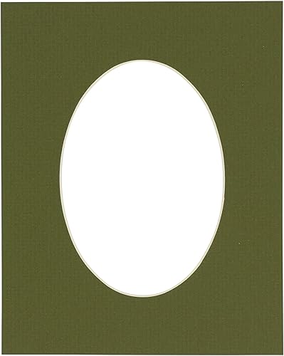 CountryArtHouse Marco de fotos ovalado de 18 x 24 pulgadas, color verde eneldo, con núcleo blanco, corte biselado para fotos de 13 x 19 pulgadas, se