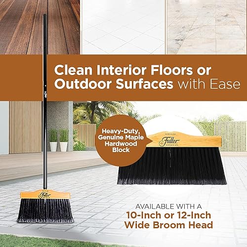 Miniatura 5 de Fuller Brush Escoba de madera de arce de 10 pulgadas con mango roscado de acero negro de 2 piezas para limpieza en interiores y exteriores en suelos