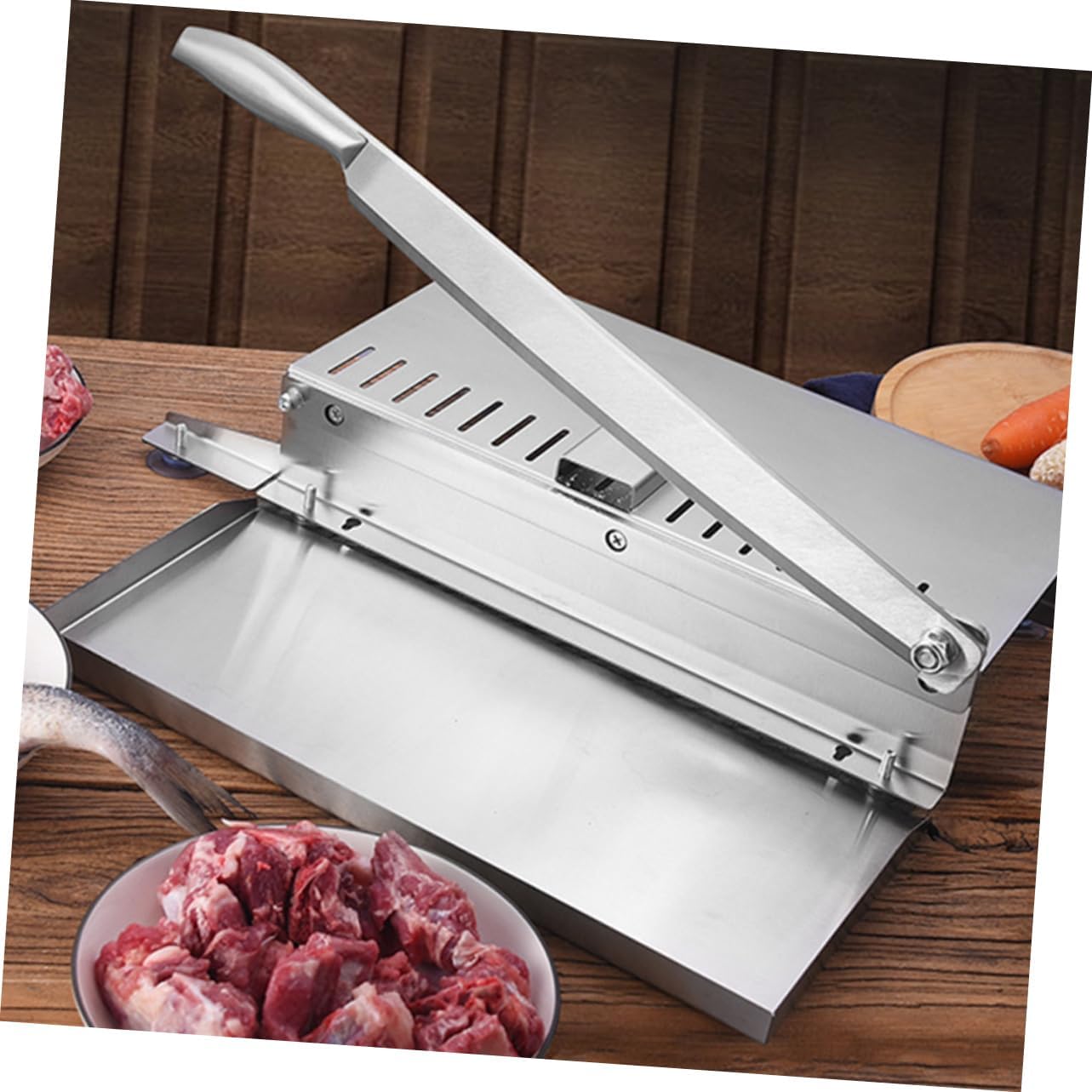 PRETYZOOM Meat Slicer for Home Commercial Manual Meat Cutter Tool for Beef Chicken Fish Cheese Vegetable Pizza Comfortable Handle Material