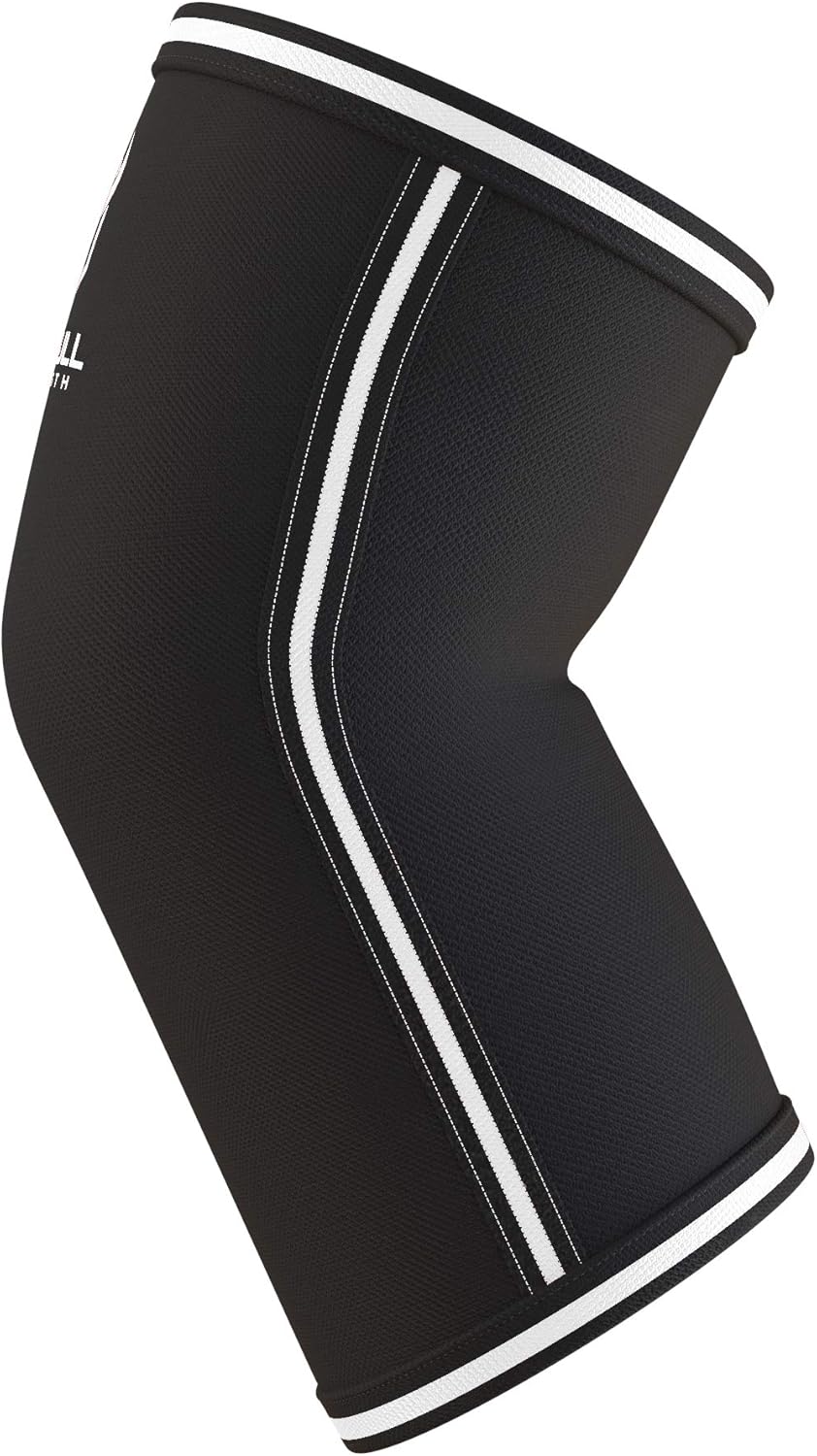 Elbow Sleeves 5mm (1 Pair) - High Performance Elbow Sleeve Support for Weightlifting, Weight Training & Powerlifting - Best Compression Straps - for Men and Women (X-Large, Black/Grey)