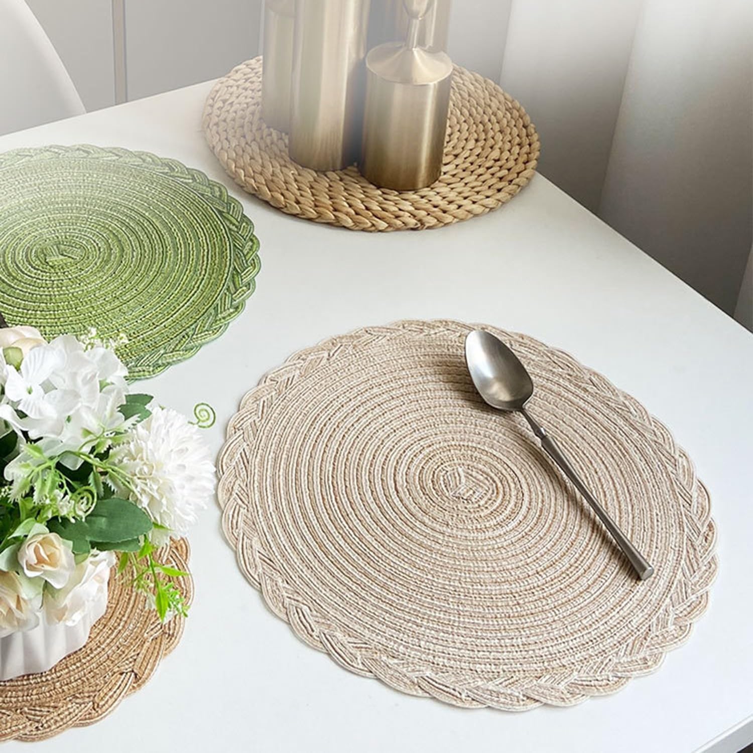 Tovagliette Americane Lavabili Rotonde Tavola Tovagliette 38 30 18 Cm Facile Pulire per Tavolo da Pranzo,Ristorante E Festa di Natale Set 10 Pezzi(Arancia,38cm/15in(6))