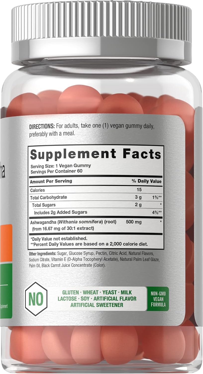 Ashwagandha Gummies for Women and Men | 60 Count | Vegan, Non-GMO, & Gluten Free Supplement | Natural Tropical Flavor | by Horbaach