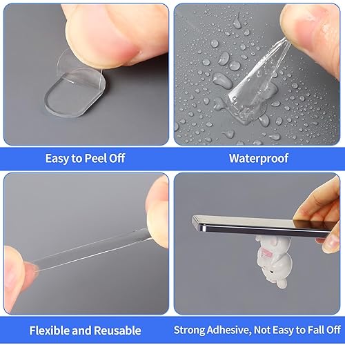 Miniatura 2 de JANYUN 920 piezas de masilla de montaje, puntos adhesivos de doble cara, masilla extraíble para póster, tachuelas adhesivas transparentes para