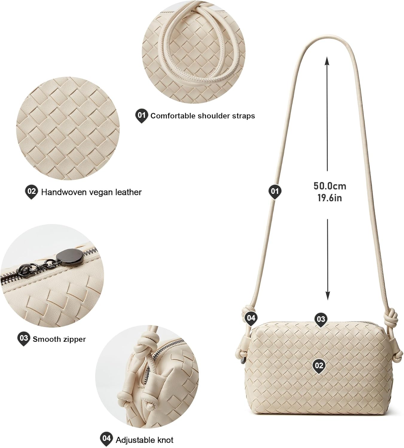 Woven Crossbody Bag for Women: Classic Handwoven Vegan Leather Bag - Effortless Minimalist & Compact for Daily Wear - Image 5