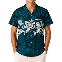 King Kameha Men's Aloha Shirt, Breathable, Quick Drying, Ultra Lightweight, Loose Print, Summer Hawaiian Shirt, Maori Chest Print