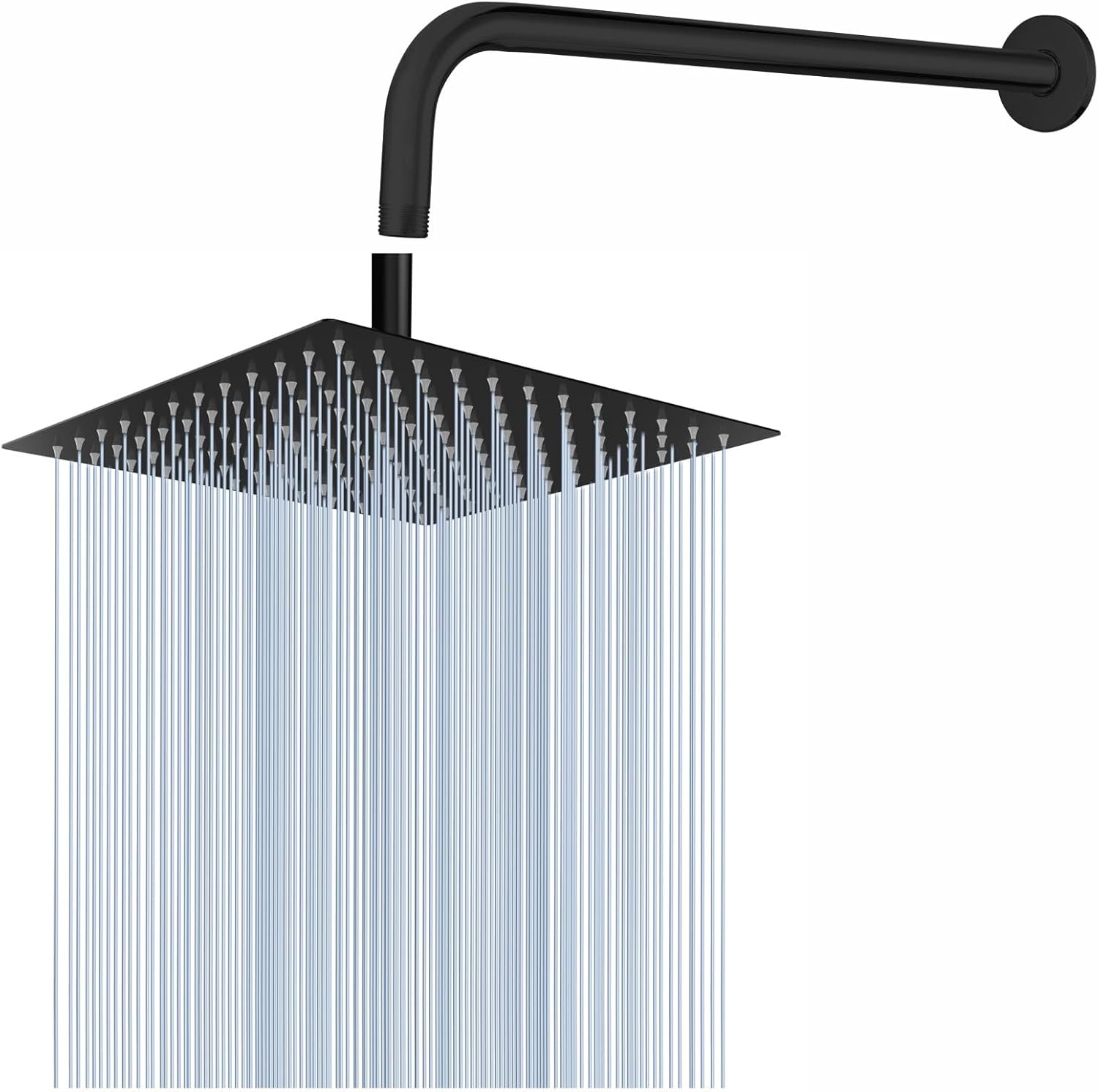 Voolan 12'' Rain Shower Head with 15'' Shower Extension Arm, High Flow