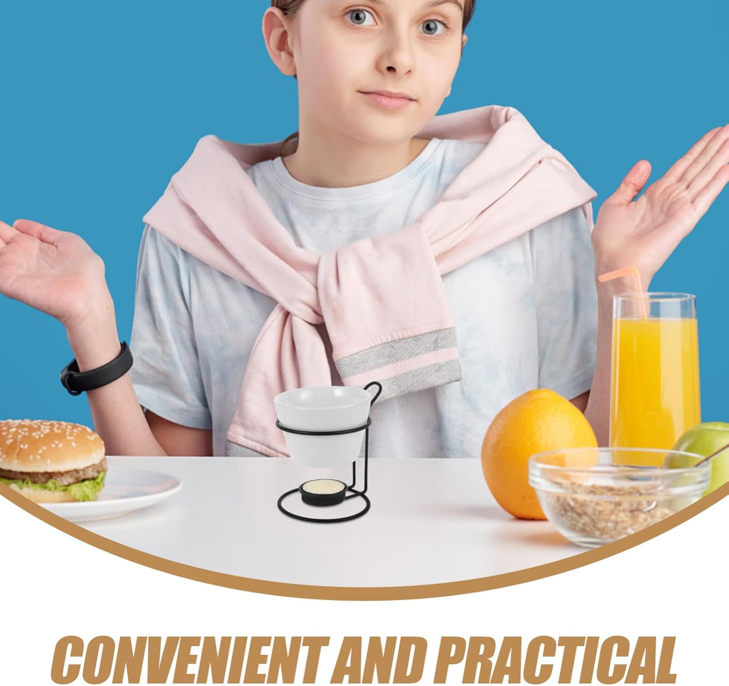 Ciieeo 2sets Ceramic Butter Warmer Set Rack Chocolate and Cheese Melting Pot Multi-functional Melting Kit for Fondue Lightweight and Easy to Clean