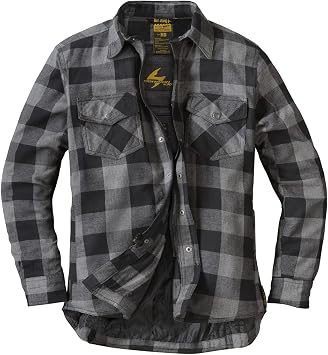 ScorpionEXO Covert Womens Motorcycle Flannel Riding Shirt with Pockets for Optional CE Rated Armor Black/Grey - X-Small
