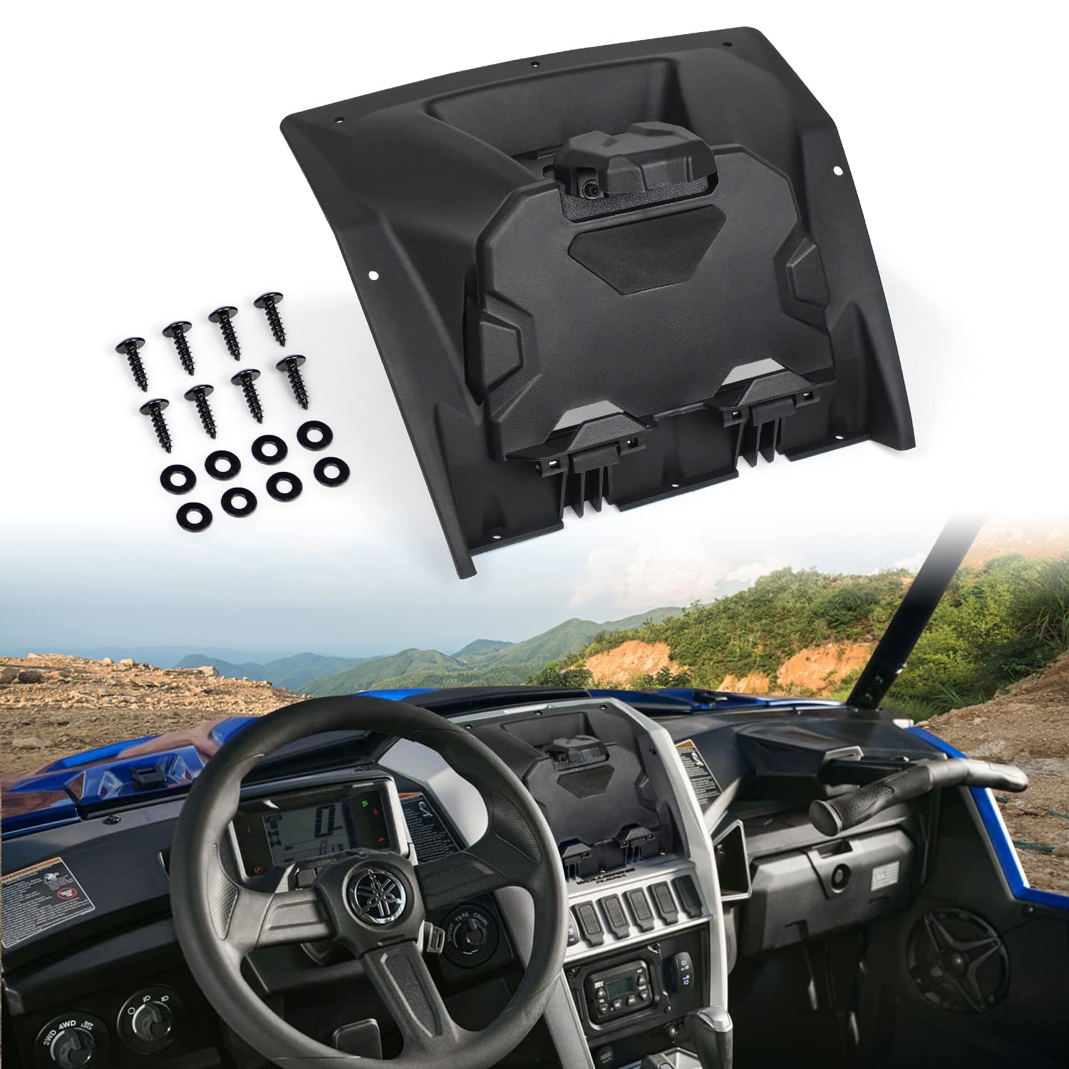CPOWACE Electronic Device Mounts Compatible with 2021-2025 Yamaha Wolverine RMAX2 1000/ RMAX4 1000 Accessories Phone Tablet GPS Holder Mount with Storage Box Organizer Tray