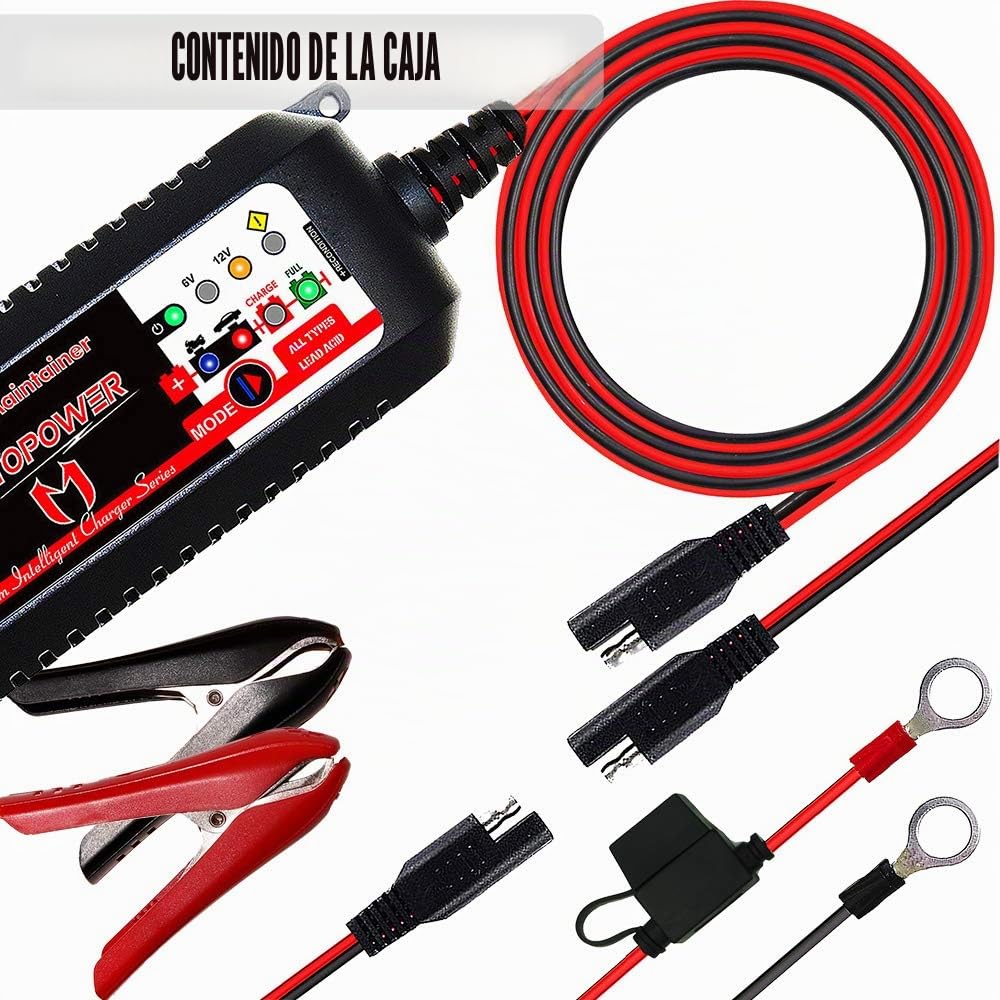 MOTOPOWER MP00207-FR 6V/12V 4AMP Cargador Inteligente Totalmente Automático Maintainer con Modo de Recuperación de la Batería