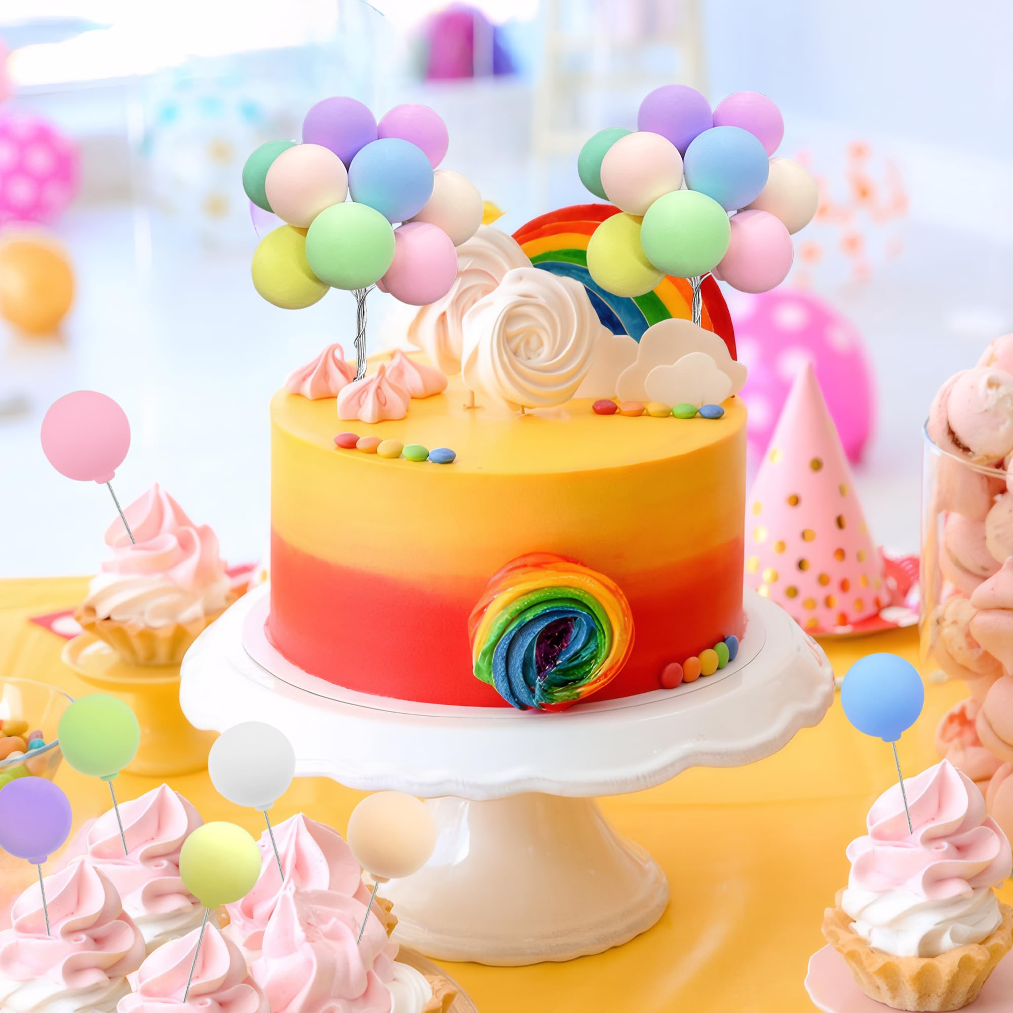 32 Mini Boules Déco Pour Gâteaux - En Mousse & Métal, 4 Tailles - Idéal Fête Prénatale, Mariage, Anniversaire !