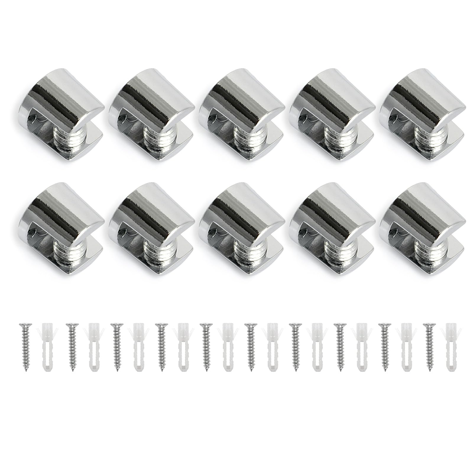 10Pcs Zincs Alloys Glass Shelf Clamp Brackets Clip Cabinet Shelf Plates Flat Back Mount Holder Enduring Bathroom Glass Holders