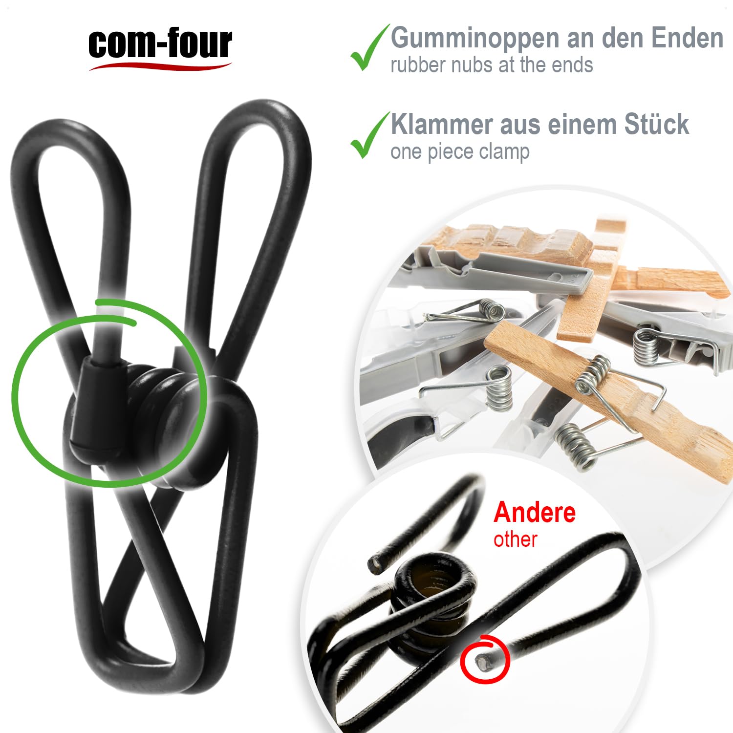 Stendibiancheria Da Viaggio COM-FOUR 2 Pezzi | Elastico Con 12 Clip, Fino A 350 Cm - Foto 11