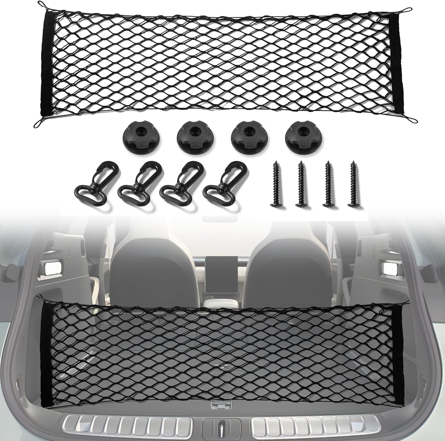 Rete Bagagliaio Auto per Fiat Ducato Peugeot Boxer Citroen Jumper 2006-2023, Organizer Baule Posteriore Elasticizzata ad Alta Resistenza con Ganci di Bloccaggio Autovetture