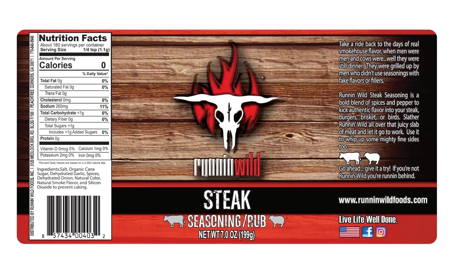 Runnin’ Wild Steak Seasoning – Bold & Savory Smokehouse Flavor | Premium Grilling Spice Rub for Steak, Burgers, Brisket, Lamb & Chicken | No MSG added, No Artificial Flavors or Fillers - 7.0 ounces - Image 2