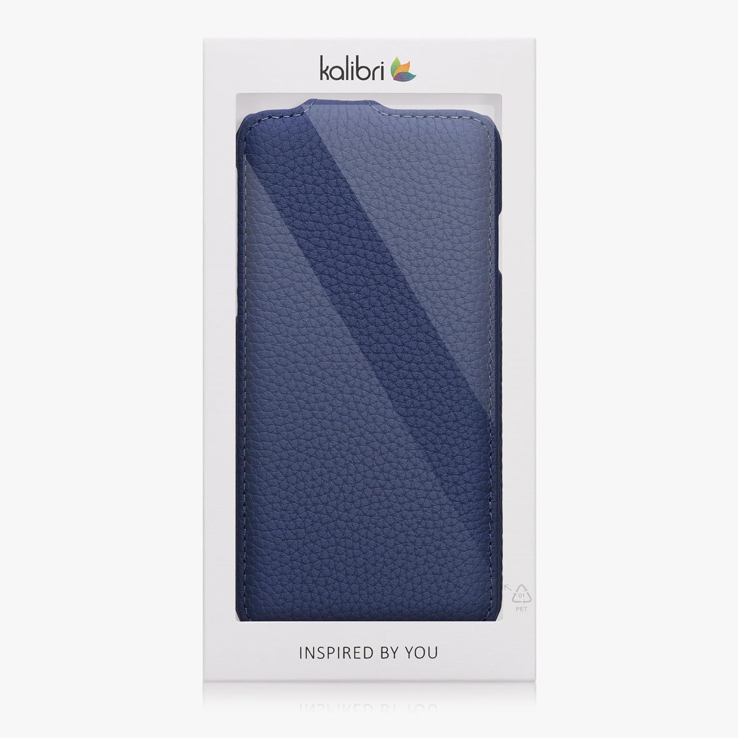 Kalibri Flip Case Compatible with Apple iPhone SE (2022)/SE (2020)/8/7 - Ultra Slim Leather Protective Phone Cover - Navy Blue