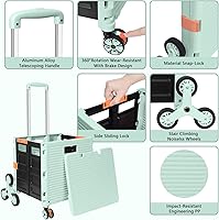 Vista 260 de FELICON SELORSS - Carrito plegable portátil con ruedas para subir escaleras y ruedas giratorias de 360°, mango telescópico, caja de plástico