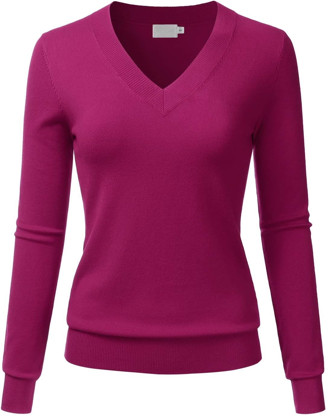 LALABEE Women's V-Neck Long Sleeve Soft Stretch Pullover Knit Top Sweater (S~XXL)