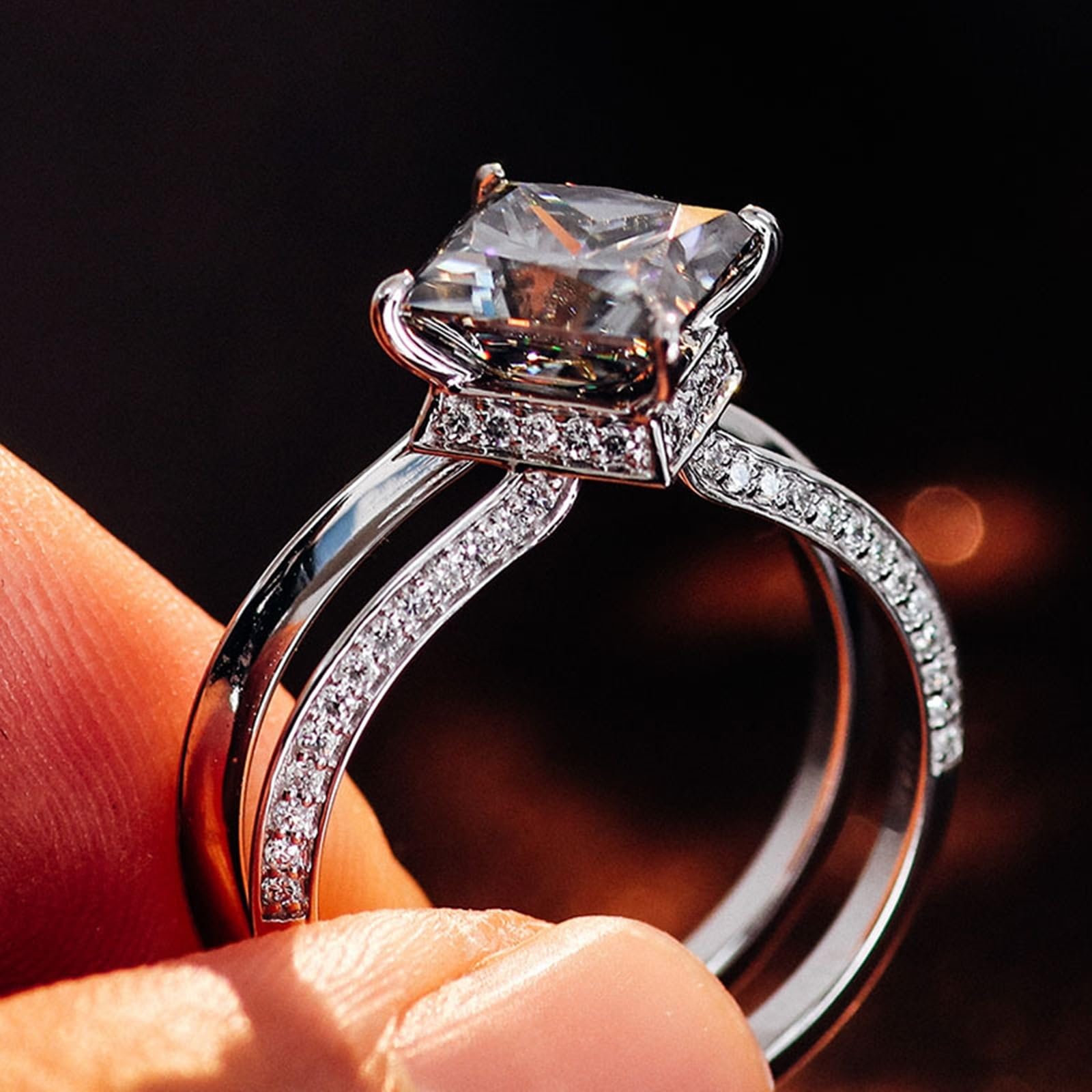 Pierścionek damski 375/585/750, prawdziwe złoto, białe złoto, pierścionek ślubny z Moissanite D Color VVS1 pierścionek zaręczynowy 9K/14K/18K złoto