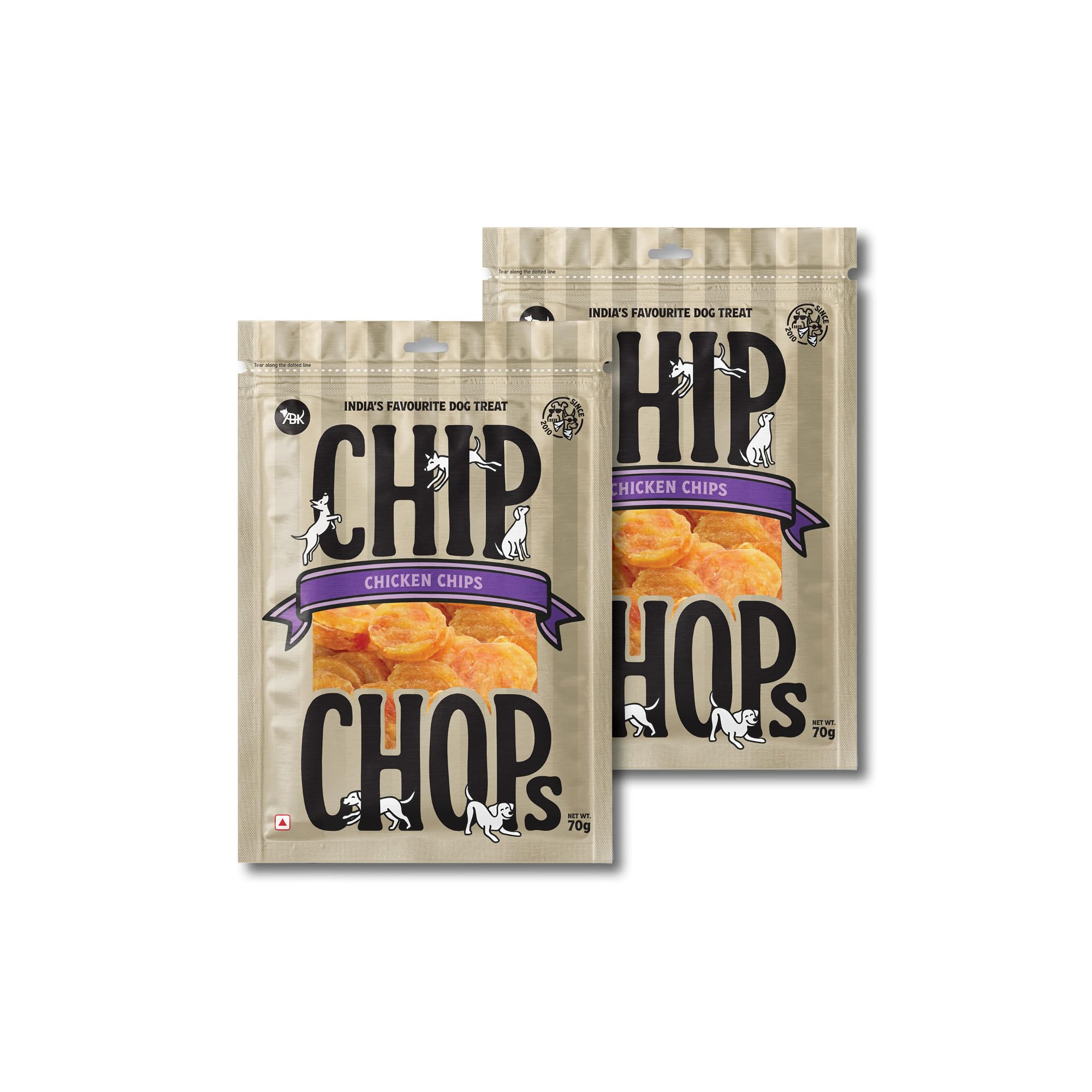 Chip Chops Chicken Chips Dog Treat, Easily Digestible, Healthy Dog Treat, Perfect for Snacks, Suitable for All Dog Breeds, Each 70gm (Pack of 2)