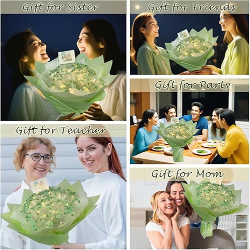 Miniatura 5 de Aiouclay Ramo de flores, 33 piezas de ramo de flores, ramo de flores artificiales con luces, ramo de mariposas de bricolaje, kit de manualidades,