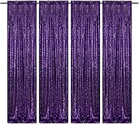 Vista 38 de Cortinas de fondo de lentejuelas negras con purpurina de 2 x 8 pies, 4 paneles para decoración de bodas, fiestas de cumpleaños, despedidas de Negro