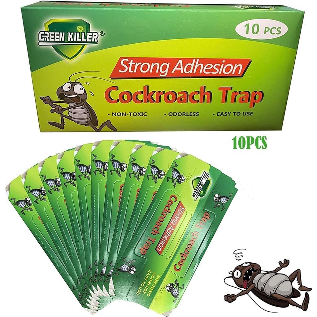Kolorful Cockroach Trap Sticky Glue Pads (10 PCS) – Strong Adhesive Roach Catcher, Non-Toxic & Odorless Insect Trap for Kitchen, Bathroom, Home & Office, Easy to Use Pest Control Sticky Boards (Green)-image-45