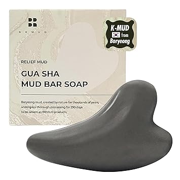 BRMUD Relief Mud Gua Sha Mud Bar Soap - Mud Mask Massager Cleansing Bar for Face and Body - V Line Lifting، Sebum Cleansing، Moisturizing - Shea Butter، Panthenol، Jojoba Seed Oil, 2.99 أوقية.