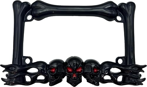 Miniatura 4 de Marco de matrícula de motocicleta de calavera resistente, se adapta a placas estándar de 7 x 4 pulgadas, compatible con Cruiser, Dual-Sport, Sport,