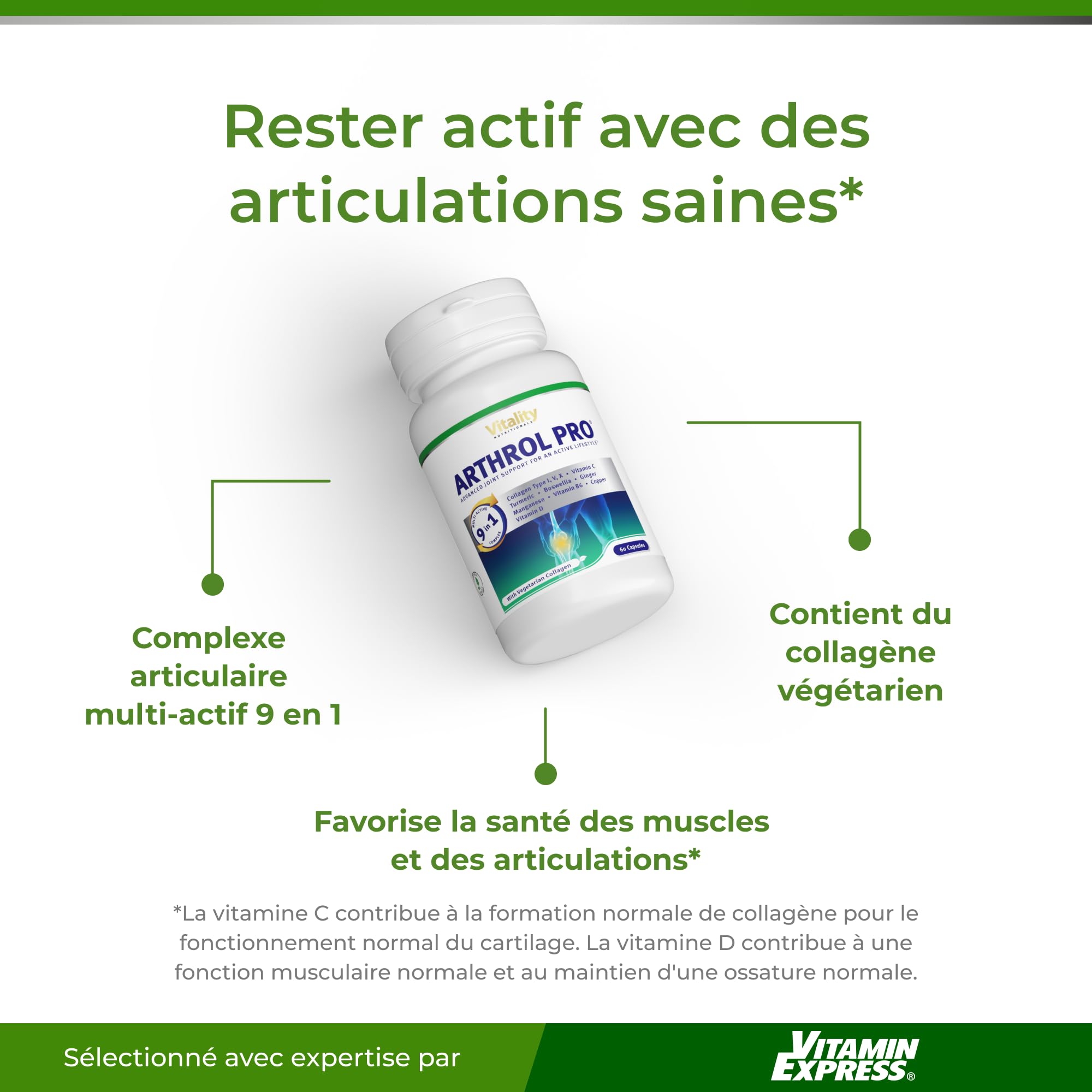 ARTHROL PRO Capsules articulaires à forte dose I Complexe multiactif 9 en 1 sans additifs arthrose, 60 capsules, douleurs articulaires, accumulation de cartilage, collagène, curcuma