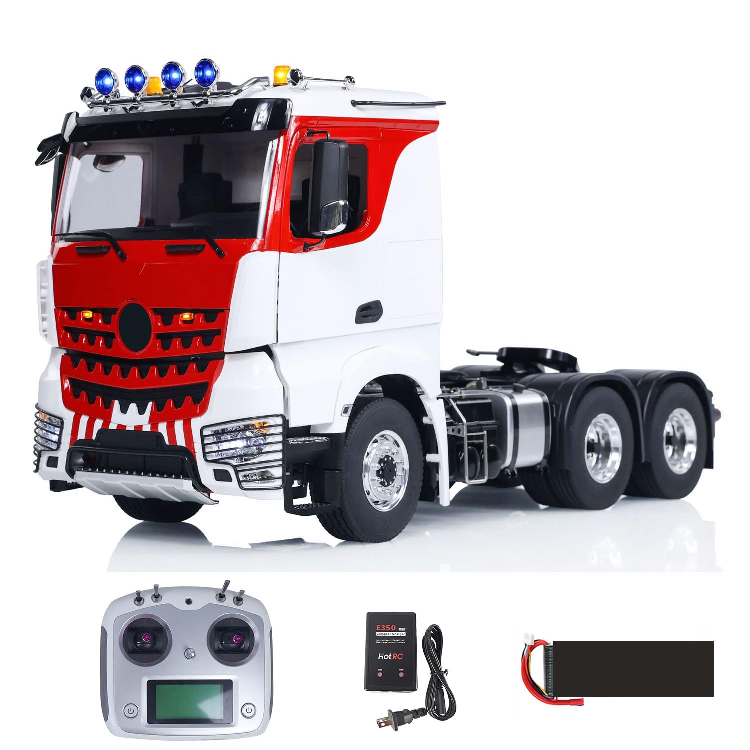 6X6 1 14 RC Tractor Truck Remote Control Car Smoke Unit Sound Light for Adult Hobby Red White