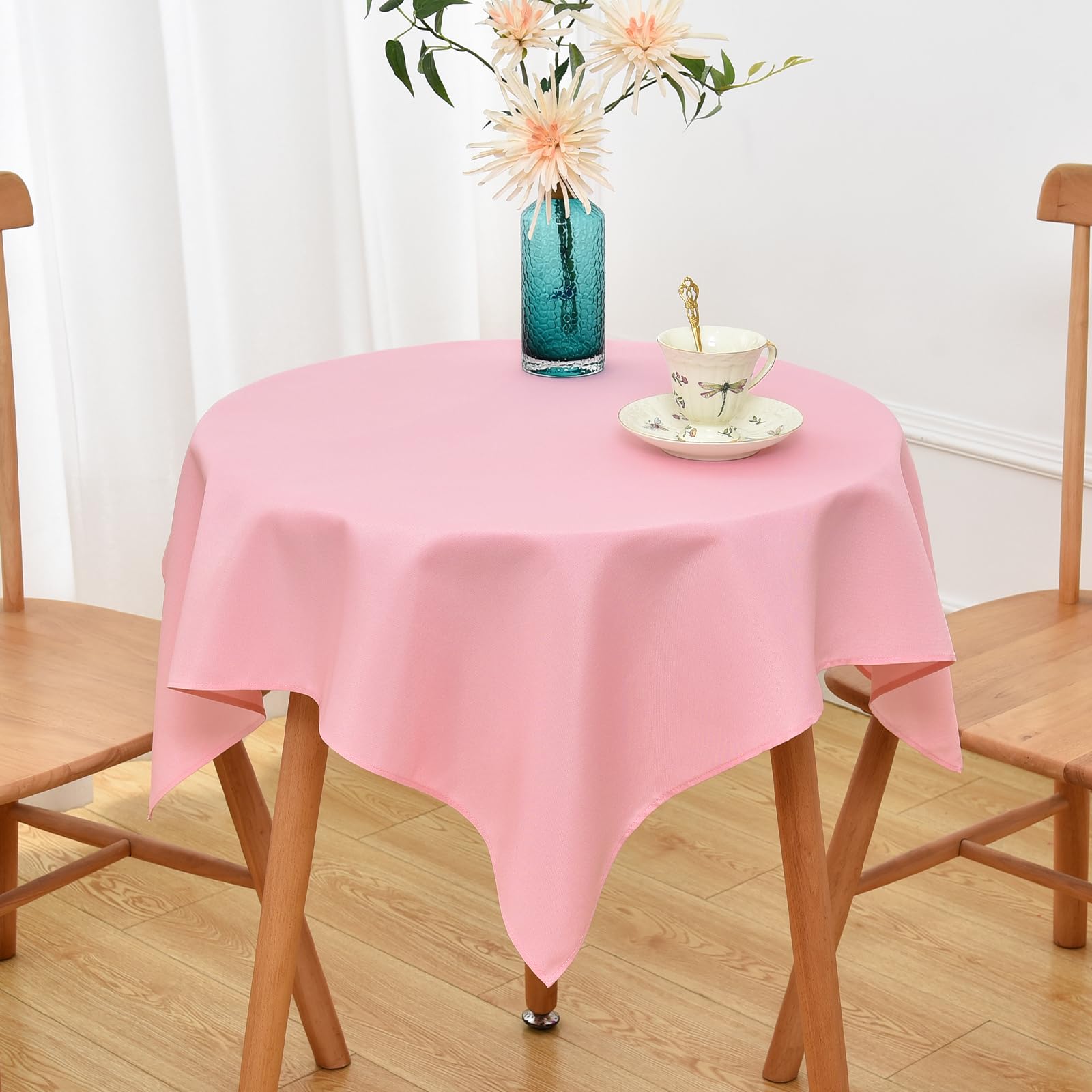 NEWISHER Pink Square Tablecloth Solid Color Tablecloths 92x92 cm โ image 1